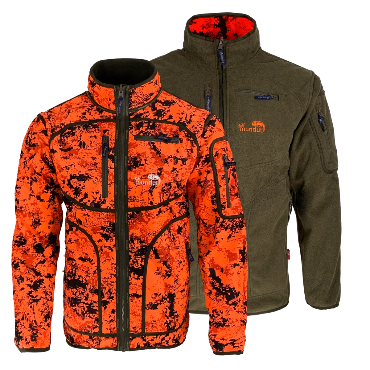 Rondane Vendbar Fleecejakke - Blaze Fire Camo/Melange Green